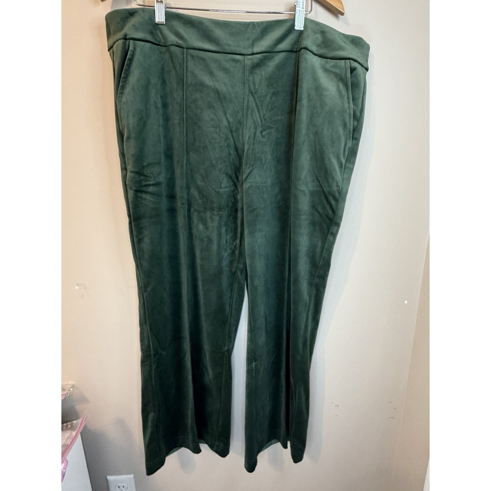 NWOT JMS Justmysize Womens Teal Green Velvet Velour Stretch Lounge Pants Size 1X